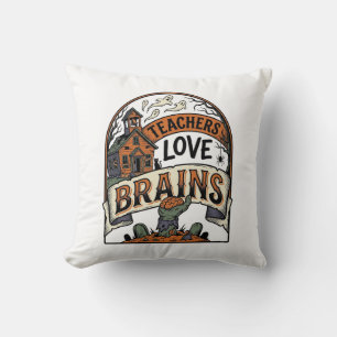 Teacher Halloween Shirt Teachers Love Brains_1 Cushion