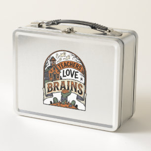 Teacher Halloween Shirt Teachers Love Brains_1 Metal Lunch Box