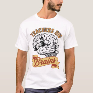 Teacher Halloween Shirt Vintage Engraved Brain Pun