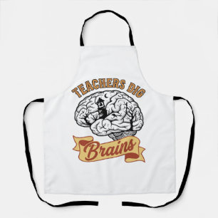 Teacher Halloween Shirt Vintage Engraved Brain Pun Apron