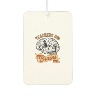 Teacher Halloween Shirt Vintage Engraved Brain Pun Car Air Freshener