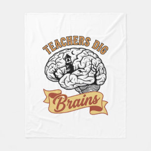 Teacher Halloween Shirt Vintage Engraved Brain Pun Fleece Blanket
