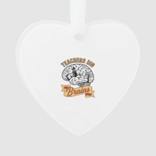 Teacher Halloween Shirt Vintage Engraved Brain Pun Ornament