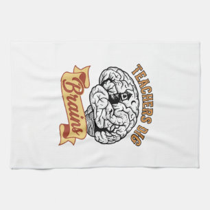 Teacher Halloween Shirt Vintage Engraved Brain Pun Tea Towel