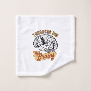 Teacher Halloween Shirt Vintage Engraved Brain Pun Wash Cloth