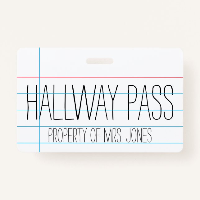Teacher - Hallway Pass ID Badge (Front)
