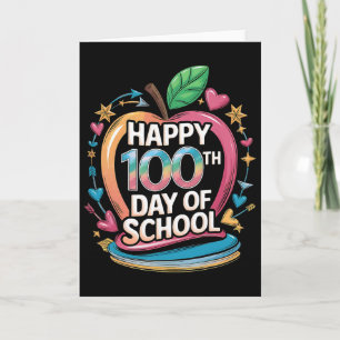 Teacher Happy 100th Day Of School Math Apple Frame Card