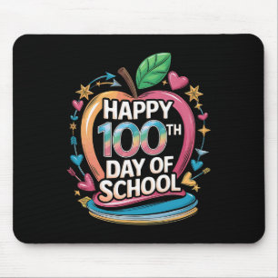 Teacher Happy 100th Day Of School Math Apple Frame Mouse Mat