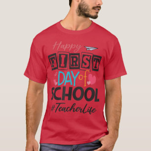 Teacher Happy First Day Of School Cute Women Back T-Shirt