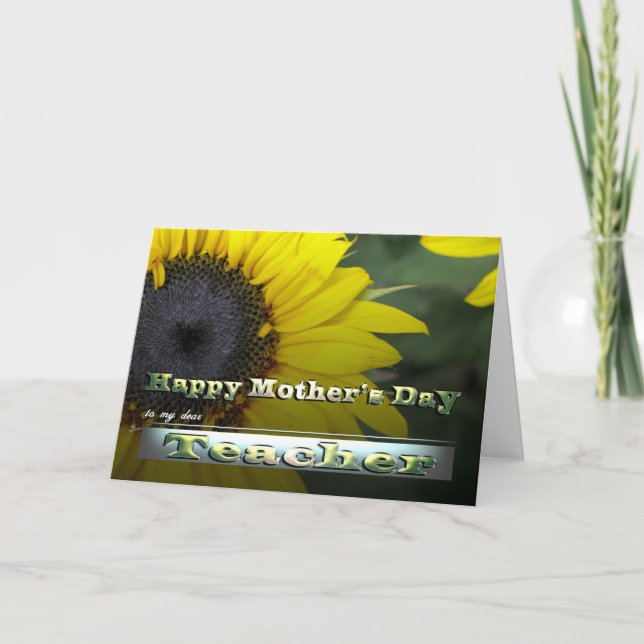 Teacher Happy Mother's day Sunflower Card (Front)