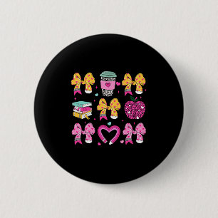 Teacher Happy Valentine Day Coquette Pencil Coffee 6 Cm Round Badge