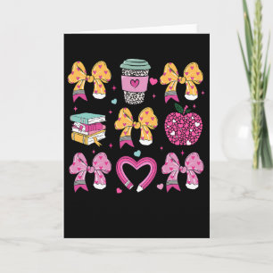 Teacher Happy Valentine Day Coquette Pencil Coffee Card
