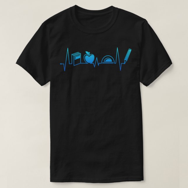 Teacher Heartbeat School and Student Gift Dad Mum  T-Shirt (Design Front)