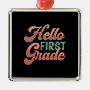 Teacher Hello First Grade Metal Tree Decoration