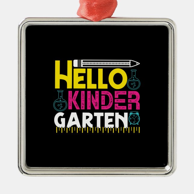 Teacher Hello Kinder Garten Metal Tree Decoration (Front)