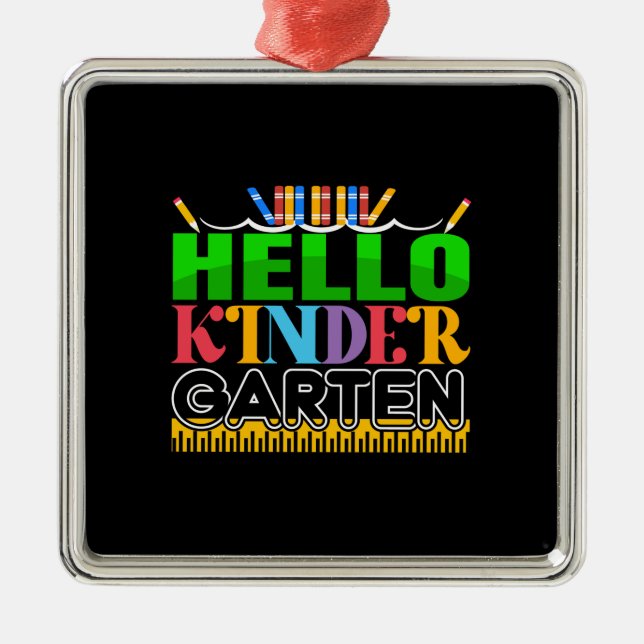 Teacher Hello Kinder Garten Metal Tree Decoration (Front)