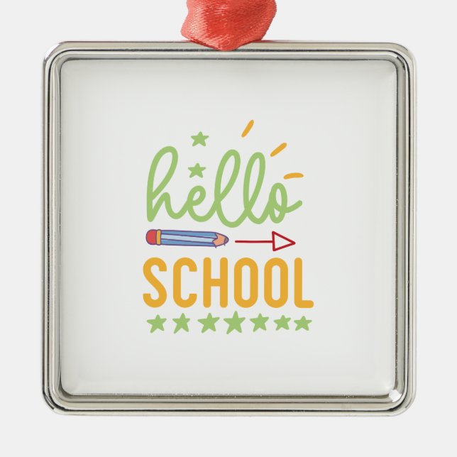 Teacher Hello School Metal Tree Decoration (Front)