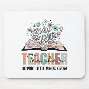 Teacher Helping Little Minds Grow Book Flower Back Mouse Mat