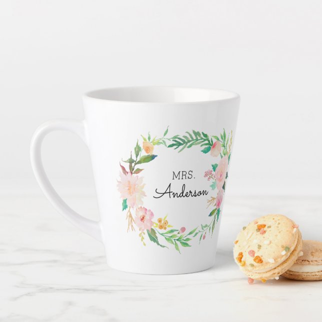Teacher Home Gifts - Pink Floral Wreath Mug (In Situ)