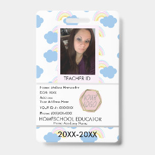Teacher Homeschooling School Mum ID Rainbow  Badge