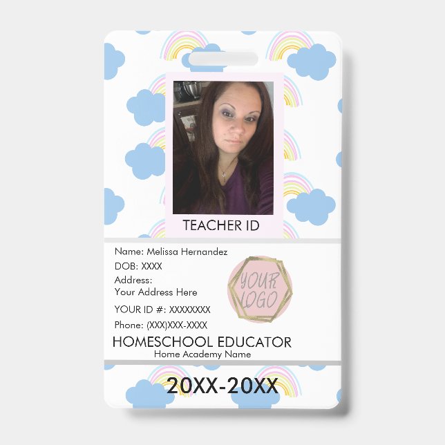 Teacher Homeschooling School Mum ID Rainbow  Badge (Front)