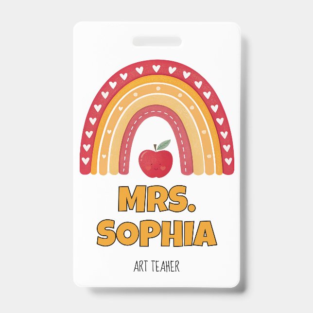 Teacher ID Badge Holder – Rainbow Design (Front)