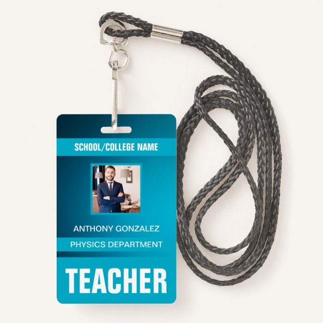 Teacher ID Card Badge ID Badge (Front with Lanyard)