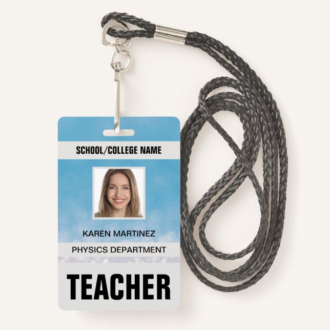 Teacher ID Card Badge ID Badge (Front with Lanyard)