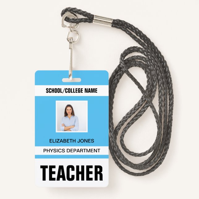 Teacher ID Card Badge ID Badge (Front with Lanyard)