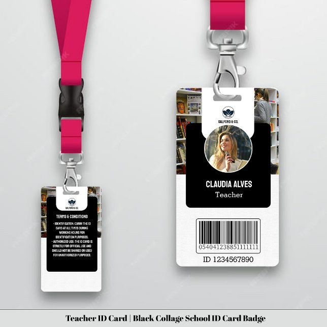 Teacher ID Card | Black Collage School ID Card ID Badge (Teacher ID Card | Black Collage School ID Card Badge)