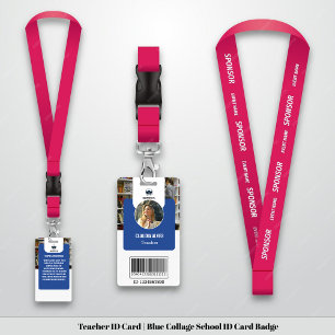 Teacher ID Card Blue Collage School ID Card ID Badge