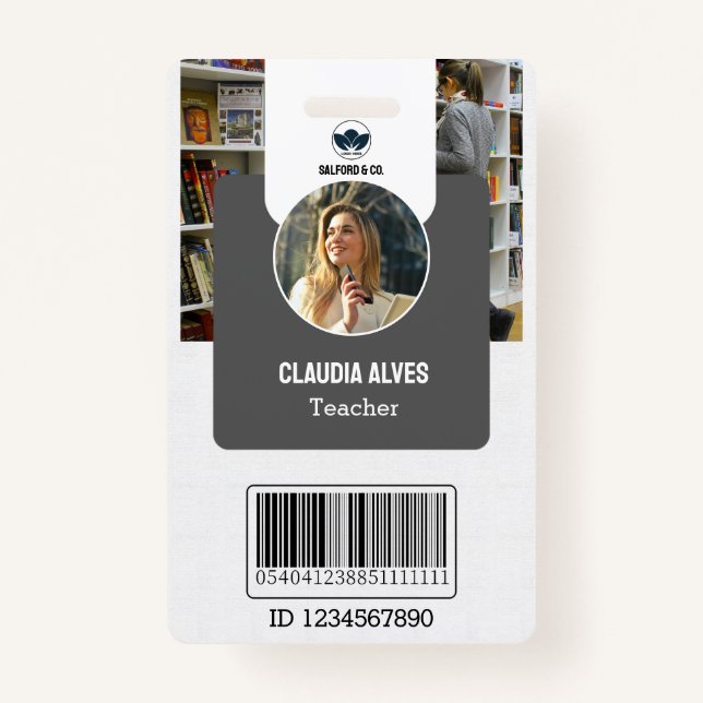 Teacher ID Card | Grey Collage School ID Card ID Badge (Front)