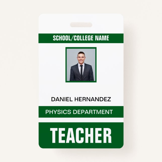 Teacher ID Card  ID Badge (Front)