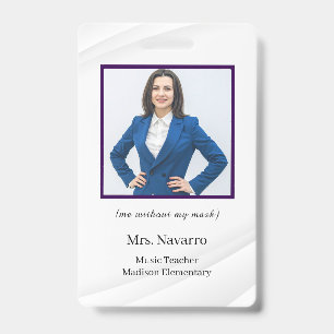 Teacher ID Card Name School Template Photo Badge