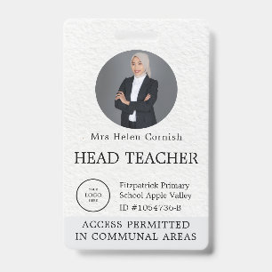Teacher ID Card Name School Template Photo Badge