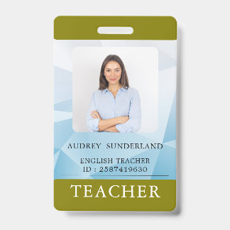 Teacher ID Card Name School Template Photo Badge