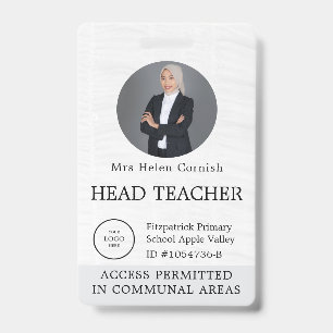 Teacher ID Card Name School Template Photo Badge