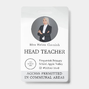 Teacher ID Card Name School Template Photo Badge