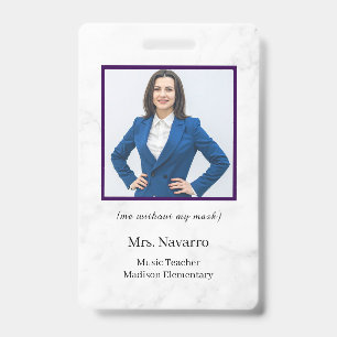 Teacher ID Card Name School Template Photo Badge