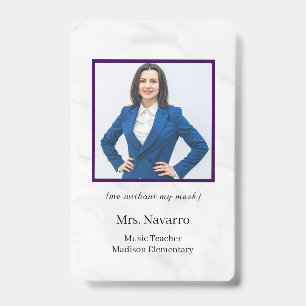 Teacher ID Card Name School Template Photo Badge 