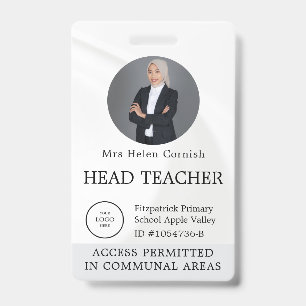 Teacher ID Card Name School Template Photo Badge