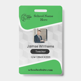 Teacher ID Card Name School Template Photo Badge