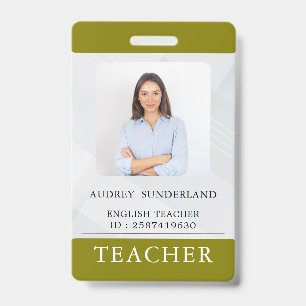 Teacher ID Card Name School Template Photo Badge