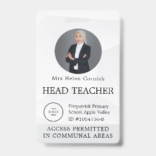 Teacher ID Card Name School Template Photo Badge