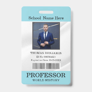 Teacher ID Card Name School Template Photo Badge