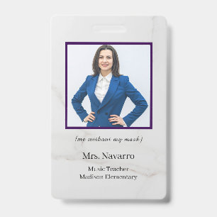 Teacher ID Card Name School Template Photo Badge