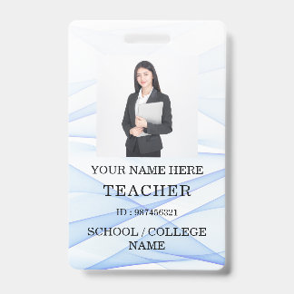 Teacher ID Card Name School Template Photo Badge