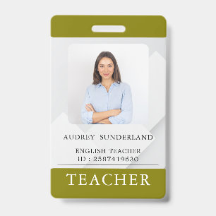 Teacher ID Card Name School Template Photo Badge