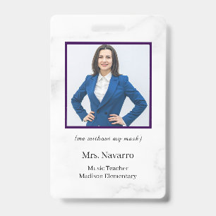 Teacher ID Card Name School Template Photo Badge