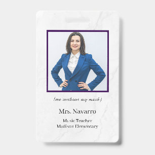 Teacher ID Card Name School Template Photo Badge